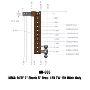 GEN-Y Hitch MEGA-DUTY 2" Shank 5" Drop 1.5K TW 10K Hitch Only