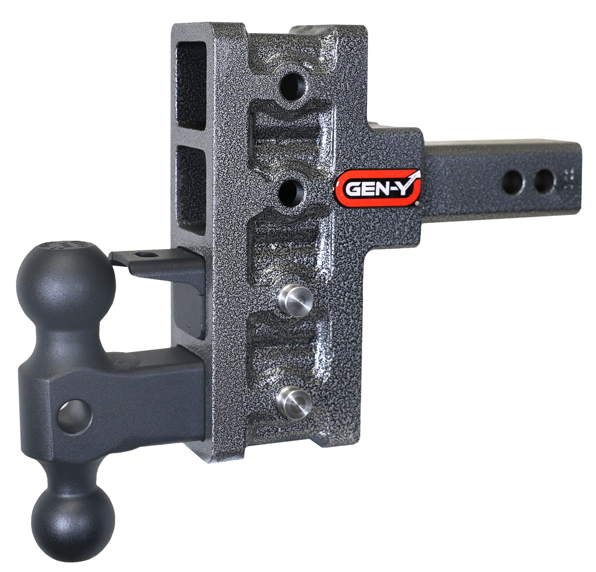 GEN-Y Hitch MEGA-DUTY 2" Offset Shank 2.5 Rise, 5" Drop 1.5K TW 10K Hitch & GH-031 Dual-Ball & GH-032 Pintle Lock