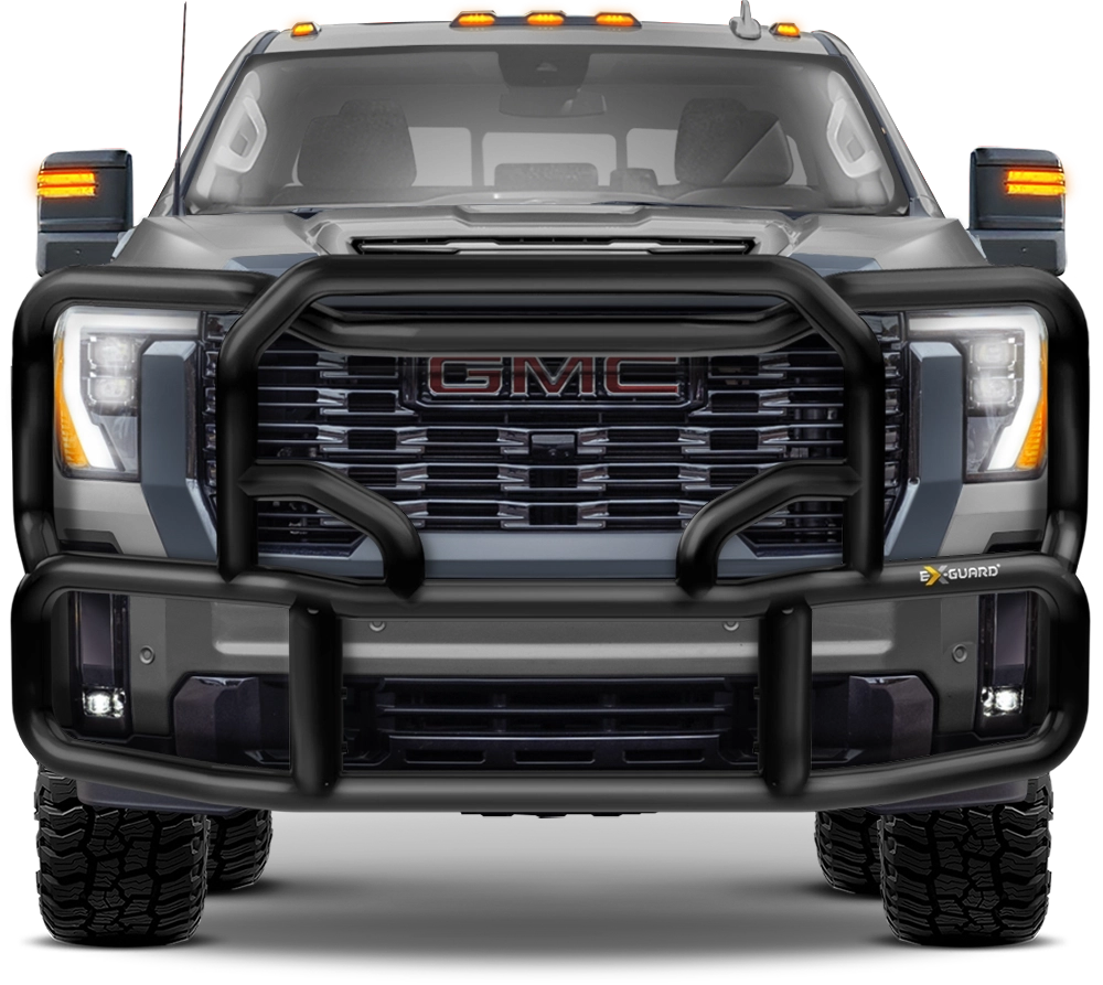 BLACK EX-GUARD 50-SERIES GRILLE GUARD AND BRACKET KIT FOR '20-NEWER CHEVY SILVERADO 3500 HD