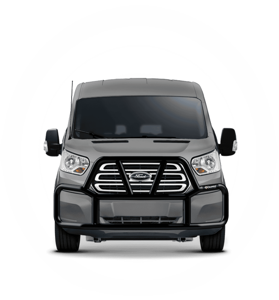 BLACK EX-GUARD 25-SERIES GRILLE GUARD AND BRACKET KIT FOR '13-NEWER FORD TRANSIT VANS