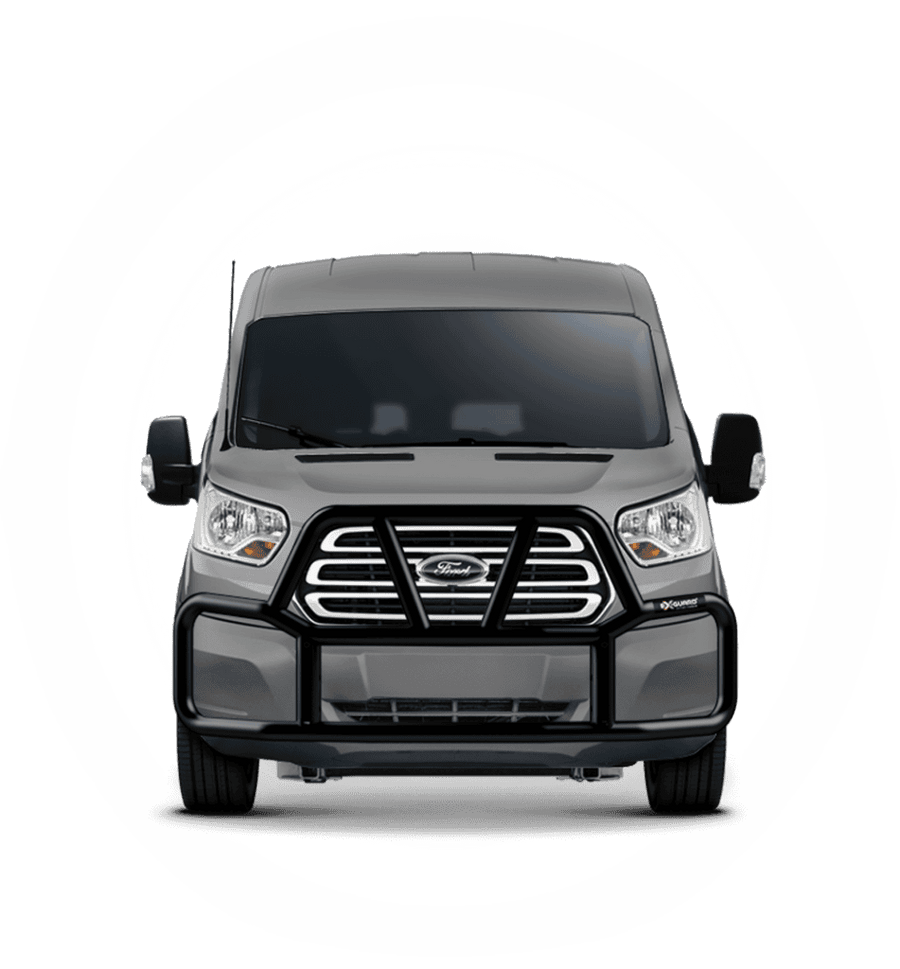 BLACK EX-GUARD 25-SERIES GRILLE GUARD AND BRACKET KIT FOR '13-NEWER FORD TRANSIT VANS