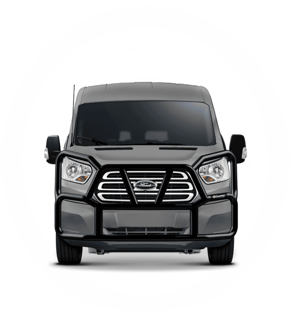 BLACK EX-GUARD 50-SERIES GRILLE GUARD AND BRACKET KIT FOR '13-NEWER FORD TRANSIT VANS