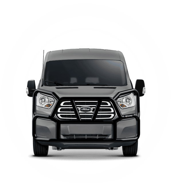 BLACK EX-GUARD 50-SERIES GRILLE GUARD AND BRACKET KIT FOR '13-NEWER FORD TRANSIT VANS