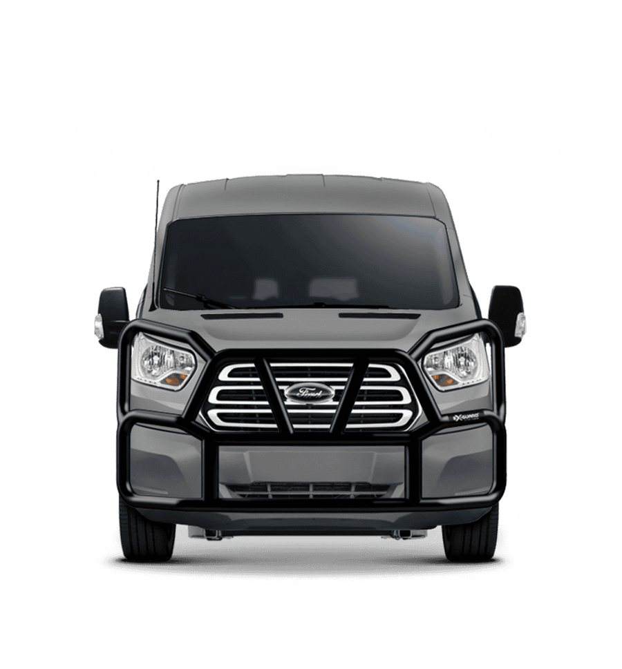 BLACK EX-GUARD 50-SERIES GRILLE GUARD AND BRACKET KIT FOR '13-NEWER FORD TRANSIT VANS