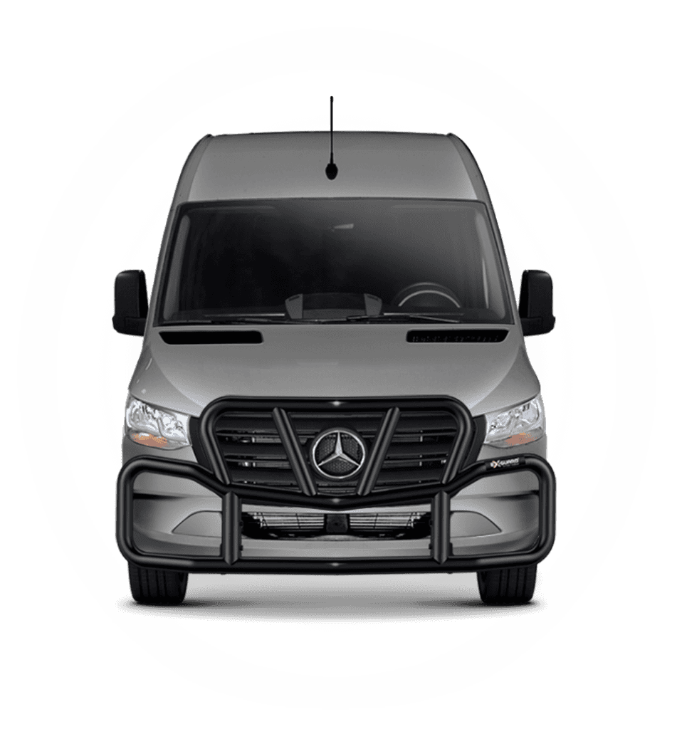 BLACK EX-GUARD 25-SERIES GRILLE GUARD AND BRACKET KIT FOR '19-NEWER MERCEDES-BENZ SPRINTER VANS