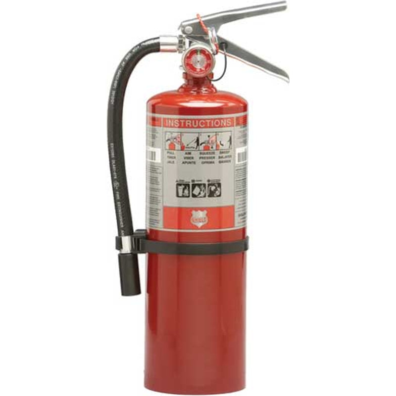 Shield Fire Protection Pro 340 Rechargeable 5 lb Fire Extinguisher with Wall Hook 3A:40B:C UL Rating (10914R)