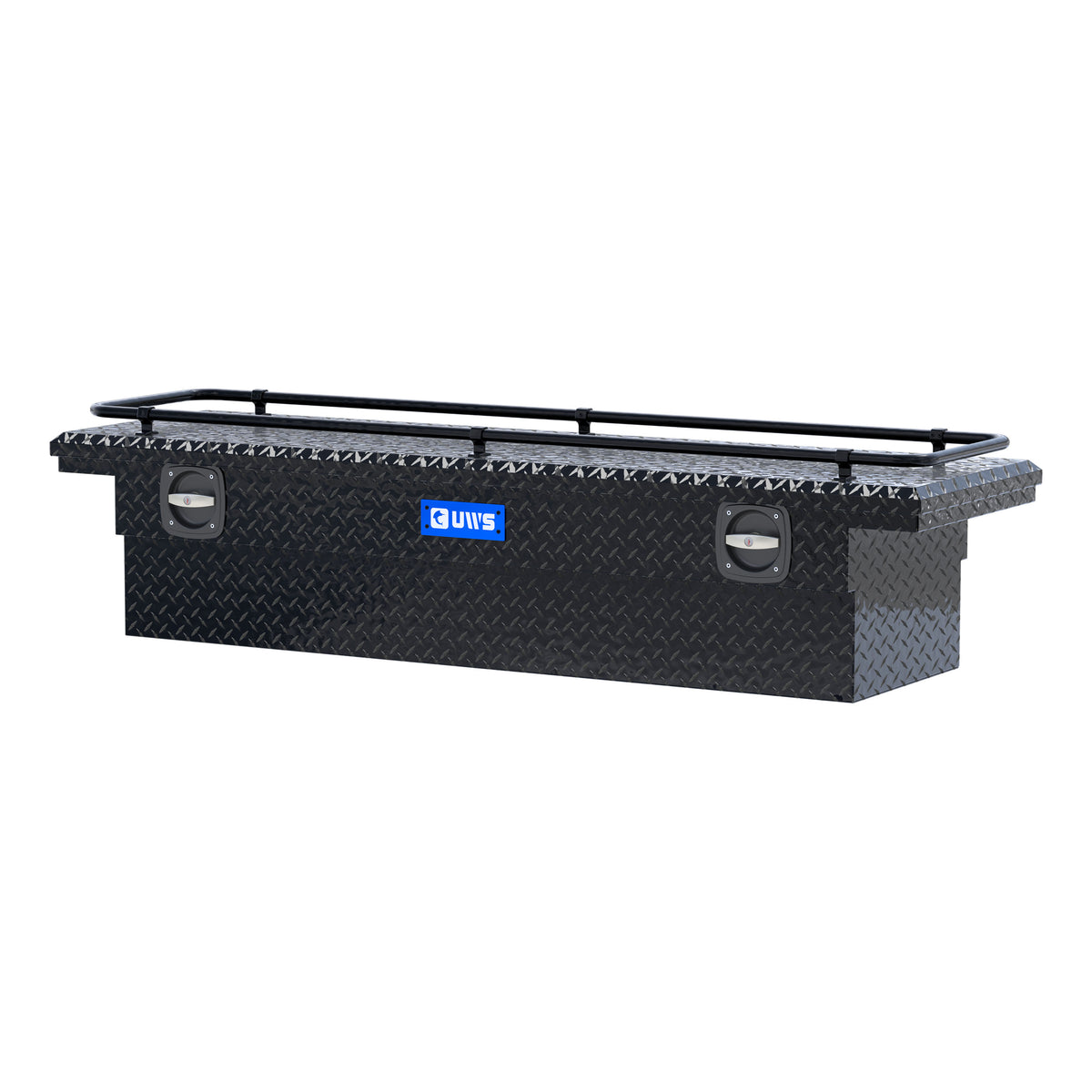 Gloss Black Aluminum 69" Secure Lock Crossover Truck Tool Box, Low Profile, Rail