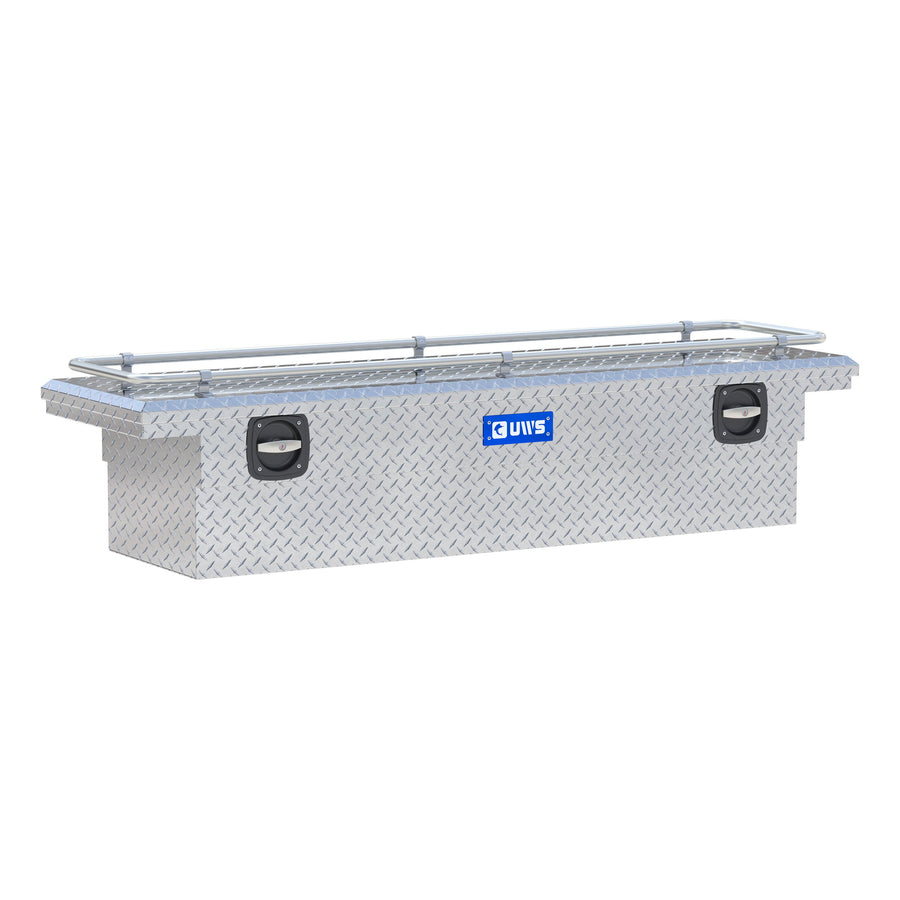 Bright Aluminum 69" Secure Lock Crossover Truck Tool Box with Low Profile & Rail