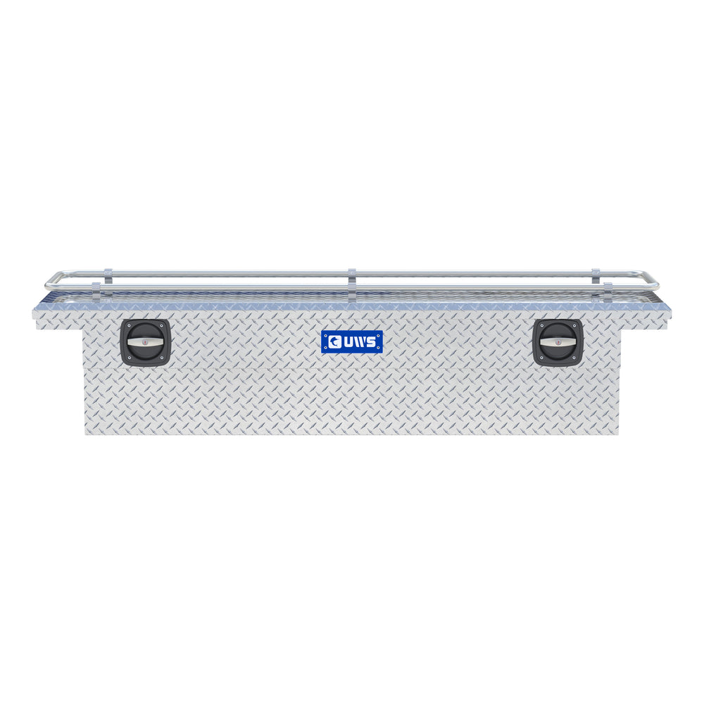 Bright Aluminum 69" Secure Lock Crossover Truck Tool Box with Low Profile & Rail