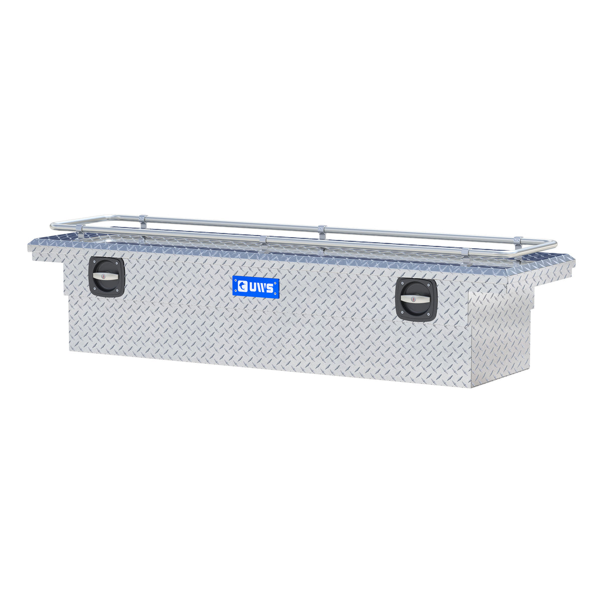 Bright Aluminum 69" Secure Lock Crossover Truck Tool Box with Low Profile & Rail