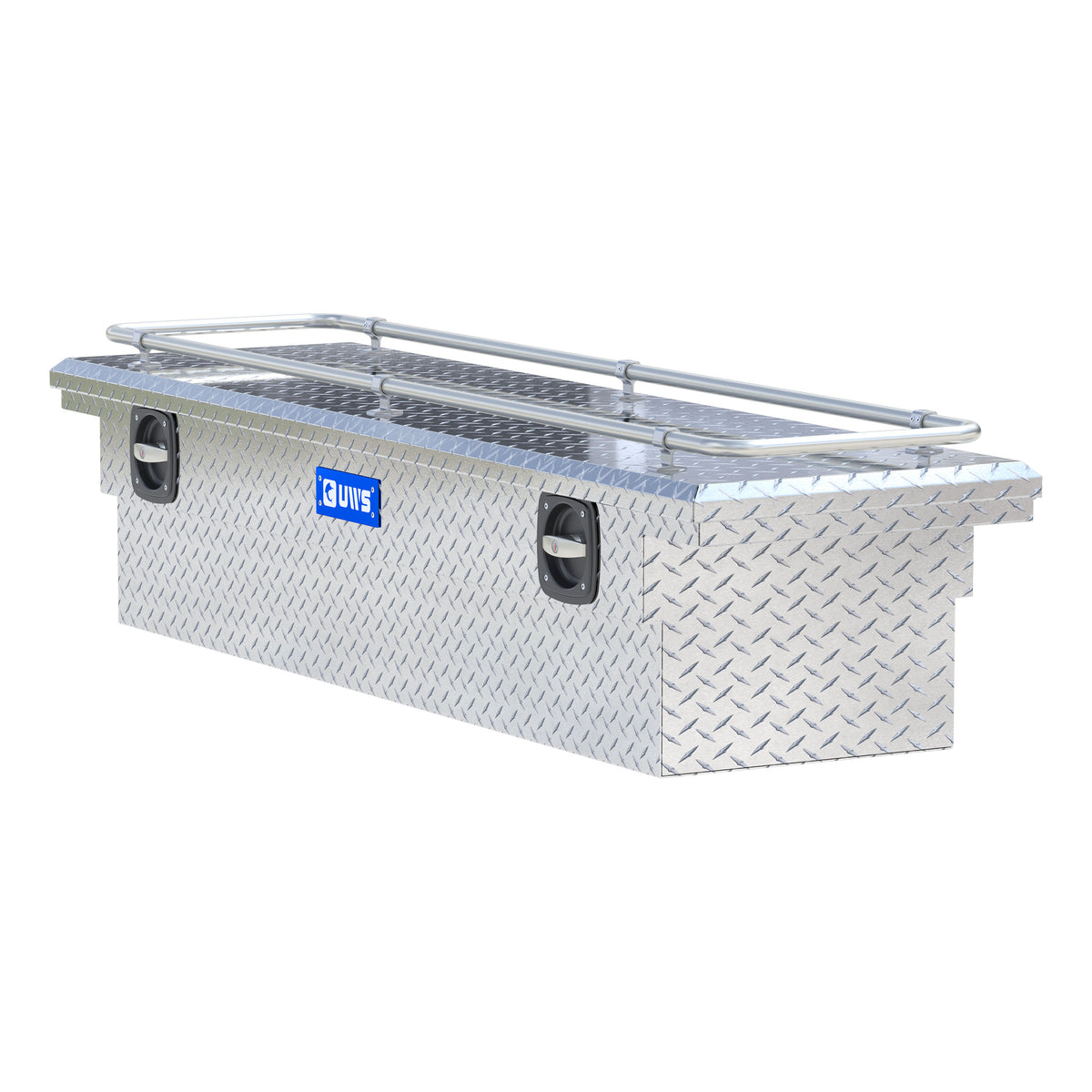 Bright Aluminum 69" Secure Lock Crossover Truck Tool Box with Low Profile & Rail