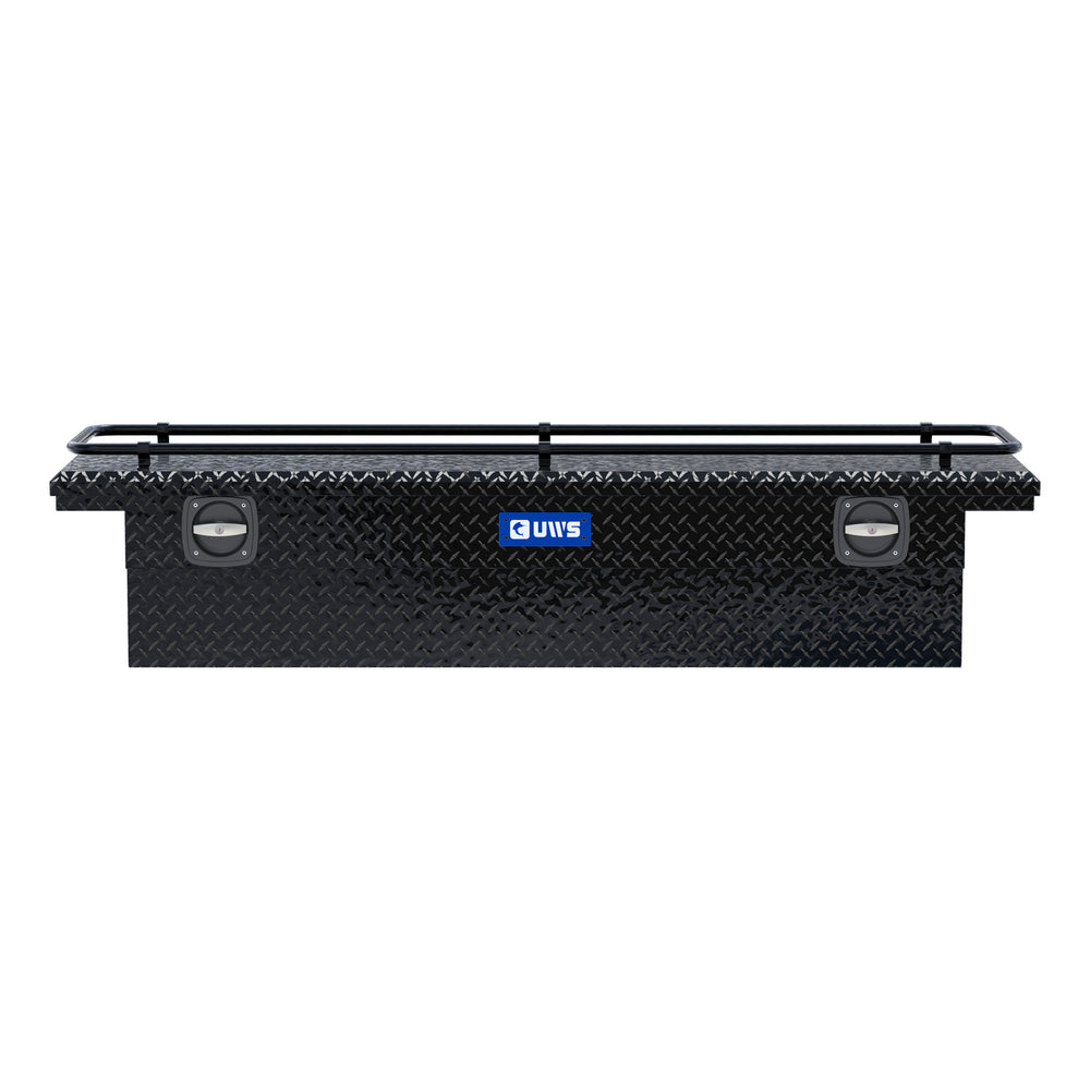 Gloss Black Aluminum 72" Secure Lock Crossover Truck Tool Box, Low Profile, Rail