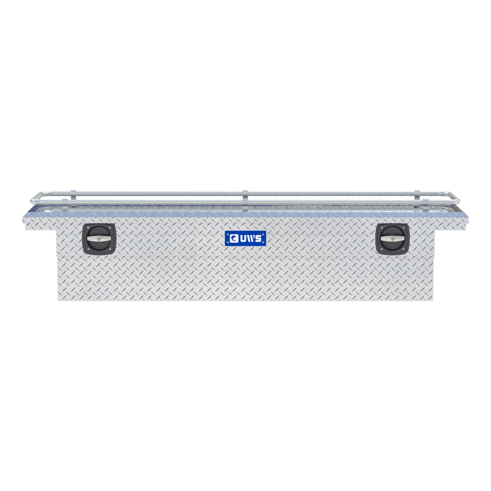Bright Aluminum 72" Secure Lock Crossover Truck Tool Box with Low Profile & Rail
