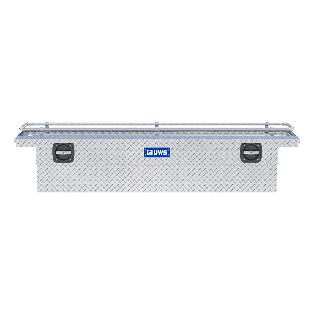 Bright Aluminum 72" Secure Lock Crossover Truck Tool Box with Low Profile & Rail