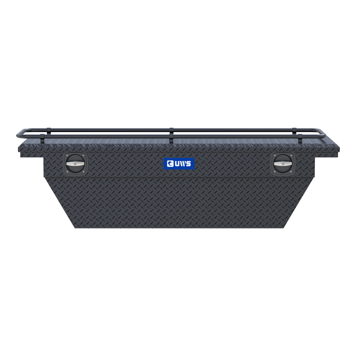 Matte Black Aluminum 69" Deep Angled Secure Lock Tool Box, Low Profile, Rail