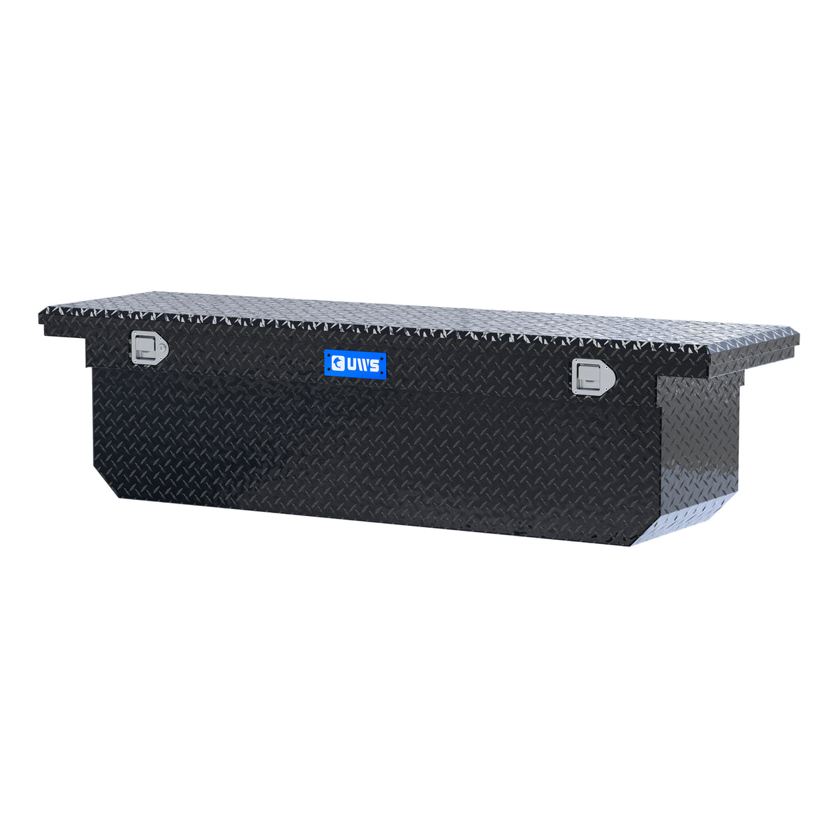 Gloss Black Aluminum 72" Deep Angled Crossover Truck Tool Box with Low Profile