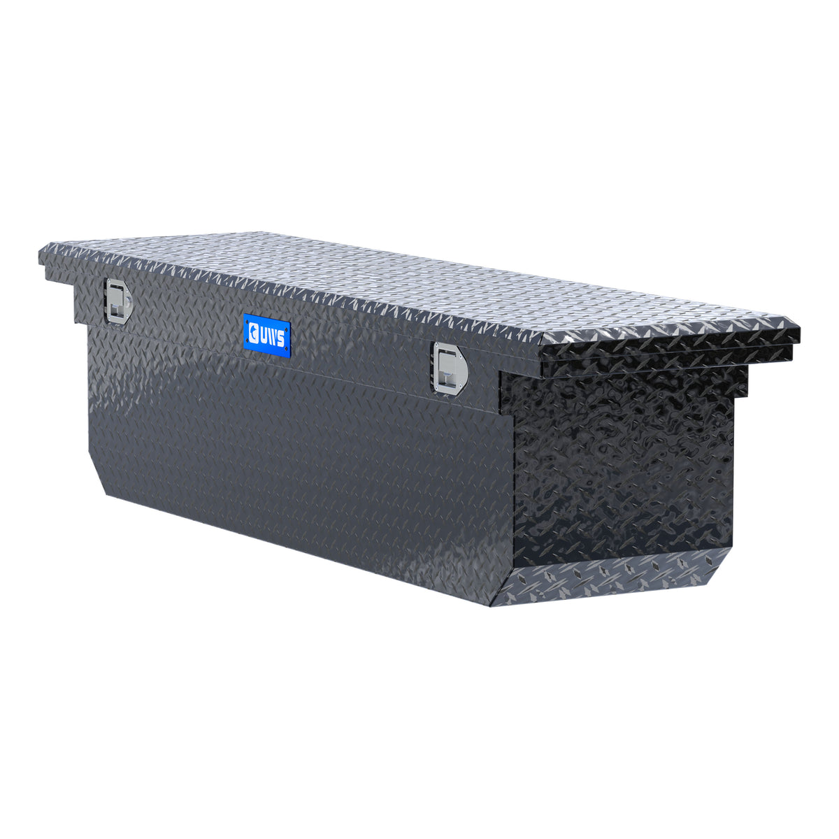 Gloss Black Aluminum 72" Deep Angled Crossover Truck Tool Box with Low Profile