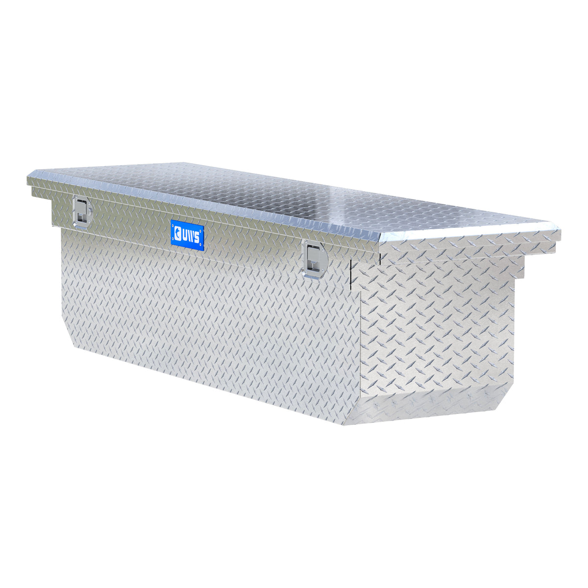 Bright Aluminum 72" Deep Angled Crossover Truck Tool Box with Low Profile