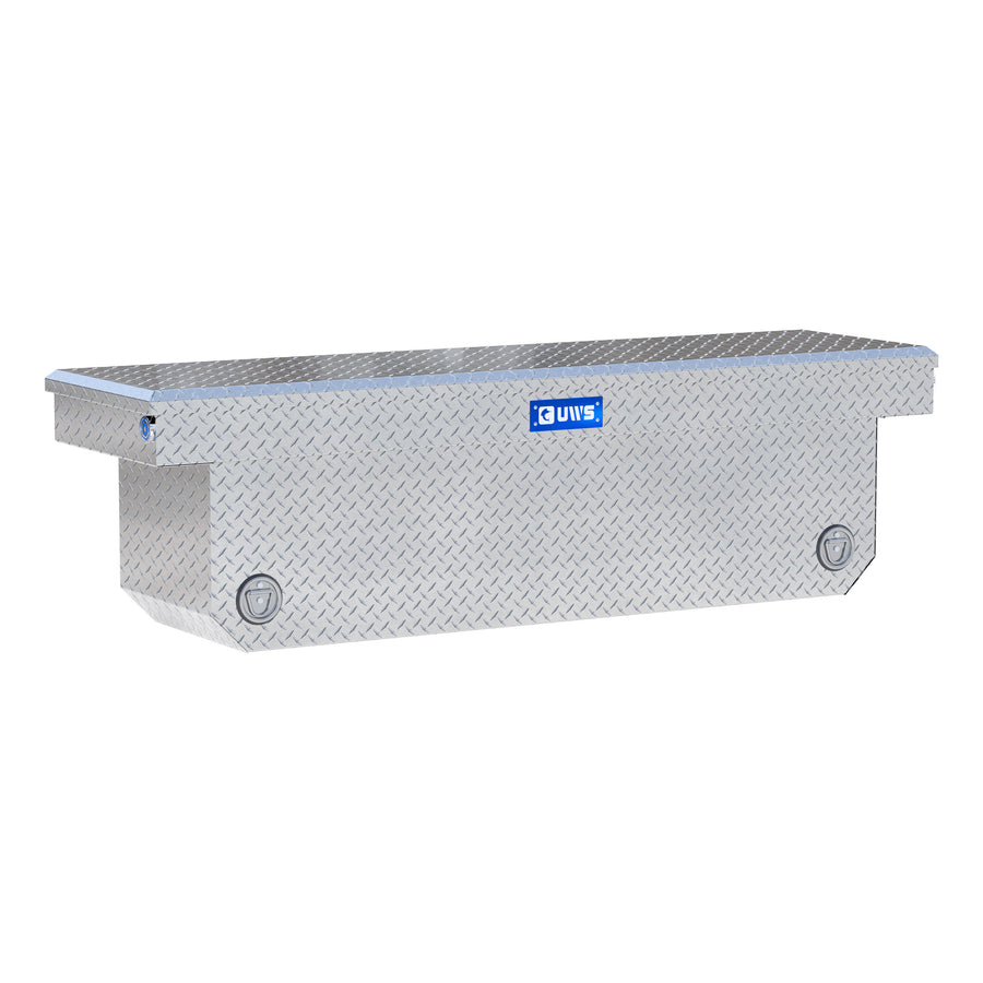 Bright Aluminum 72" Deep Angled Push Button Crossover Truck Tool Box