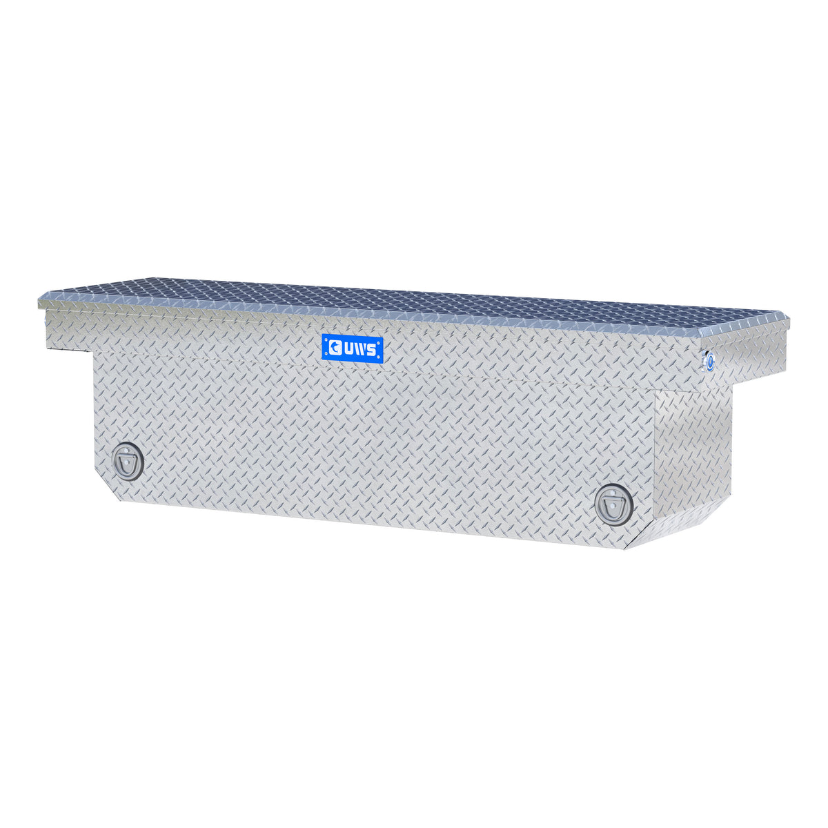 Bright Aluminum 72" Deep Angled Push Button Crossover Truck Tool Box
