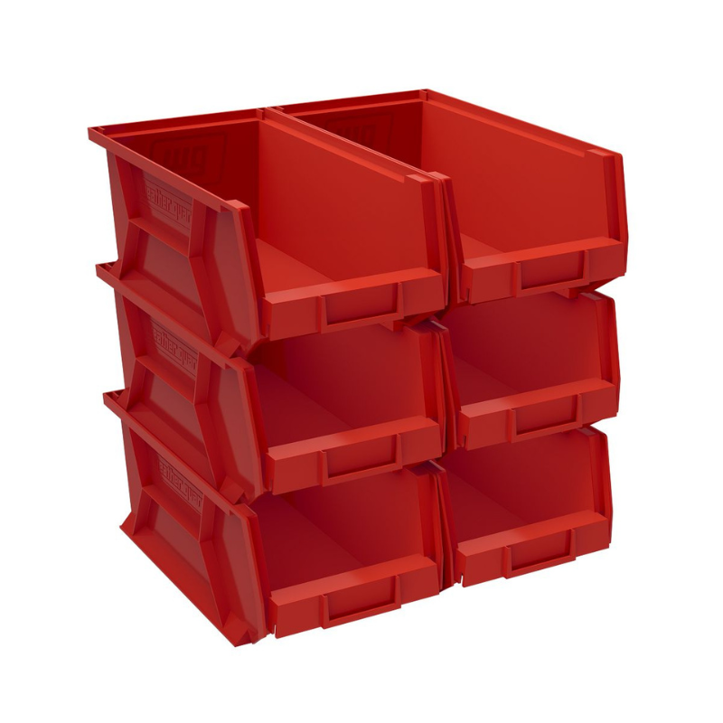 Weather Guard 9856-7-02 Red Stackable Van Shelf Bins, 8.2x6x13.2 in, 6-Pack