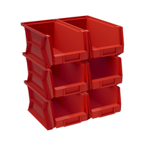 Weather Guard 9855-7-02 Red Stackable Van Shelf Bins, 7.1x6x13.2 in, 6-Pack