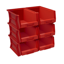 Weather Guard 9859-7-02 Red Stackable Van Shelf Bins, 7.9x6x15.4 in, 6-Pack