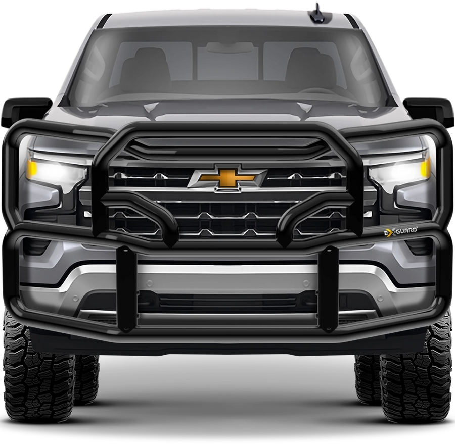 BLACK EX-GUARD 50-SERIES GRILLE GUARD AND BRACKET KIT FOR '19-NEWER CHEVY SILVERADO 1500