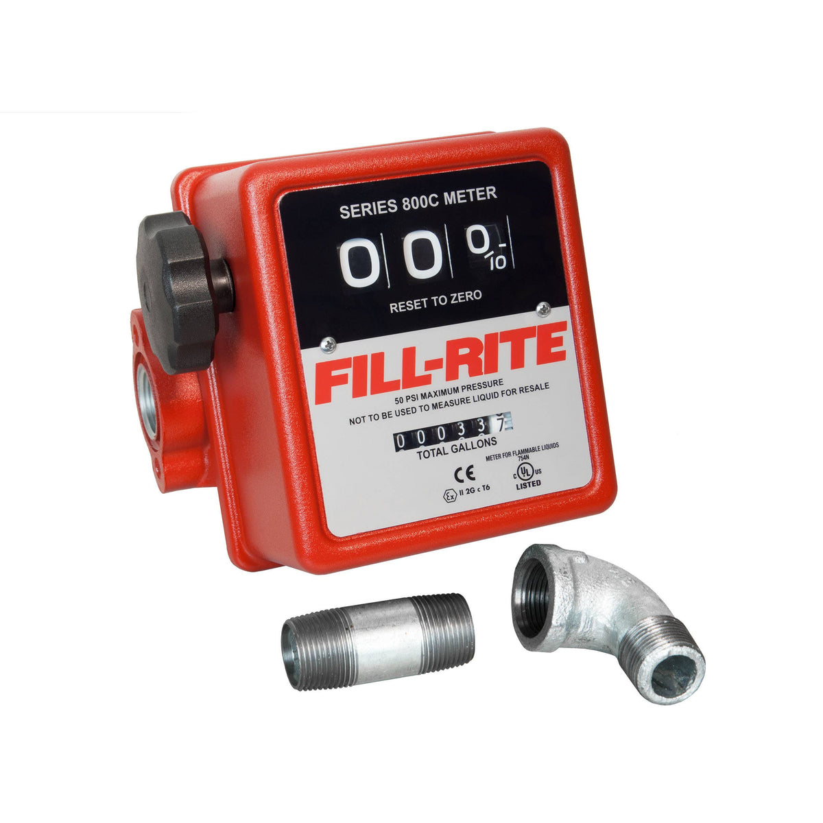 Fill-Rite 807C1 1 in. Mechanical Fuel Meter, 5-20 GPM, Gallons
