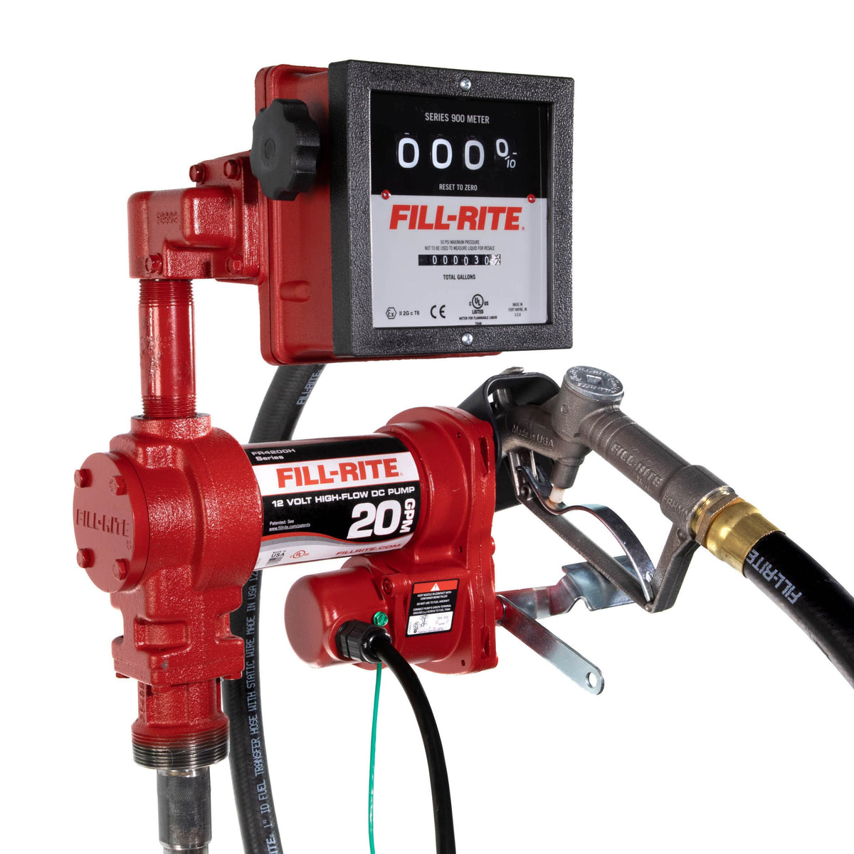 Fill-Rite FR4211H 20 GPM 12V Fuel Transfer Pump with Meter and Manual Nozzle