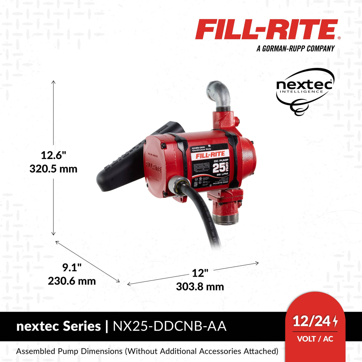 Fill-Rite NX25-DDCNB-AA dimensions