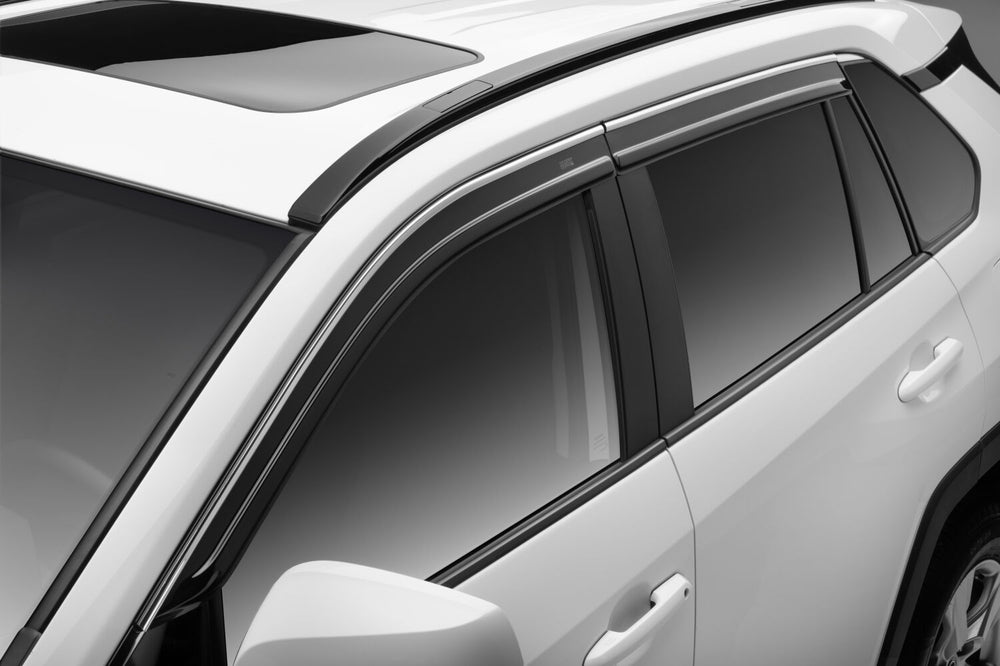 Husky Liners Low Profile Ventvisor Deflector; Smoke with Chrome Trim; Outside Mount; 4 pc. - 2019-2025 Toyota RAV4 - Part 2884056