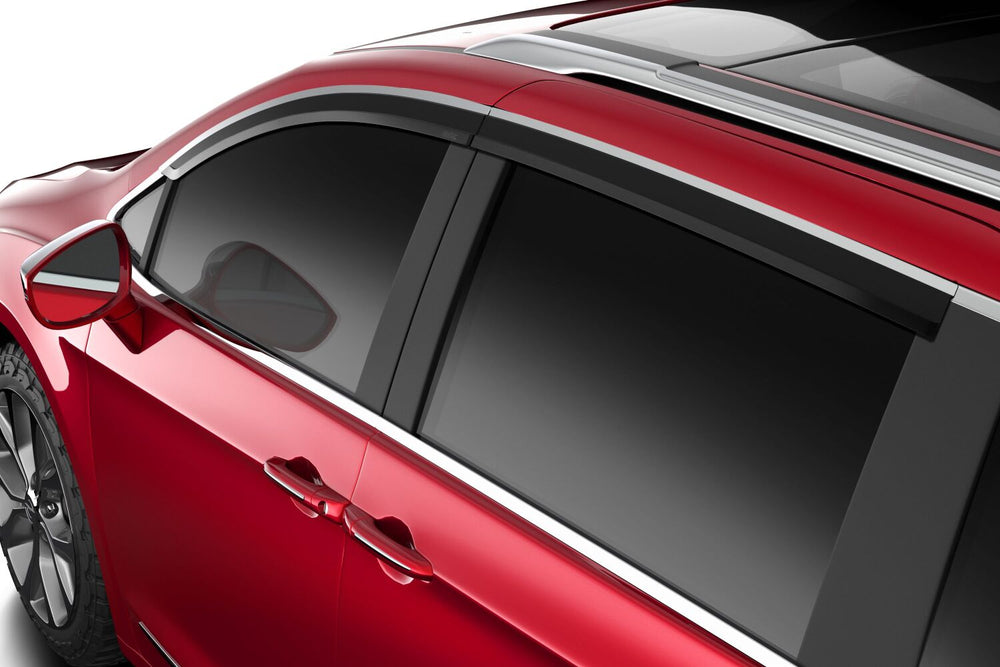 Husky Liners Low Profile Ventvisor Deflector; Smoke with Chrome Trim; Outside Mount; 4 pc. - 2017-2023 Chrysler Pacifica - Part 2884062