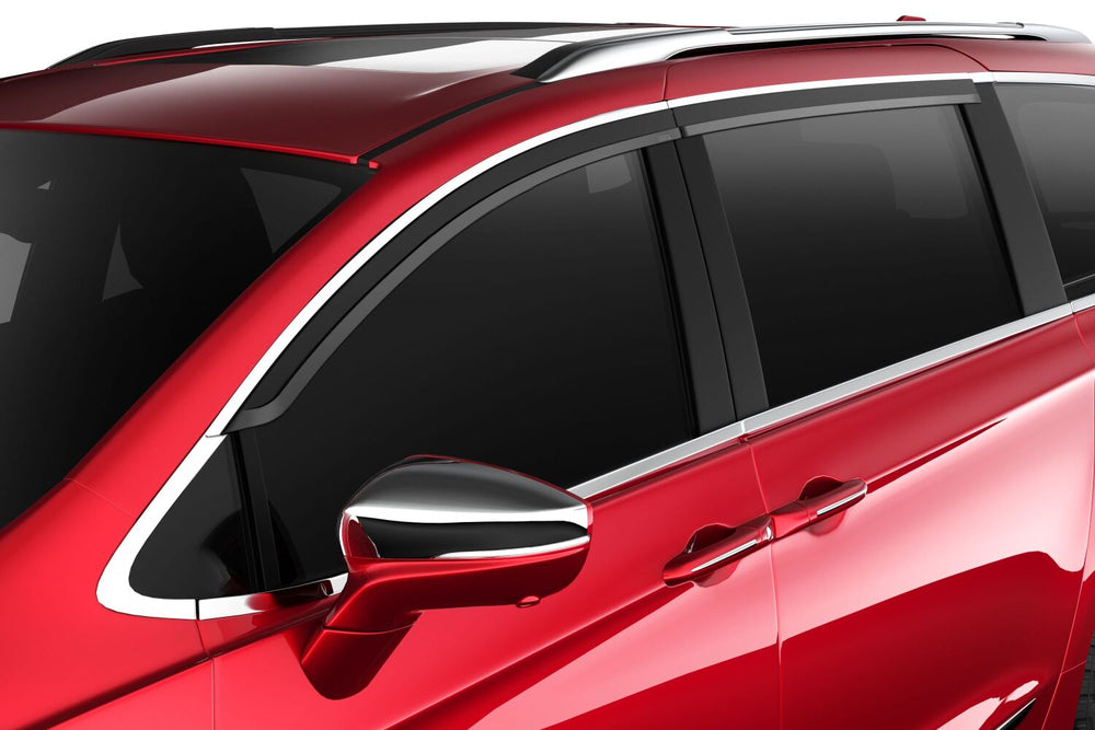 Husky Liners Low Profile Ventvisor Deflector; Smoke with Chrome Trim; Outside Mount; 4 pc. - 2017-2023 Chrysler Pacifica - Part 2884062