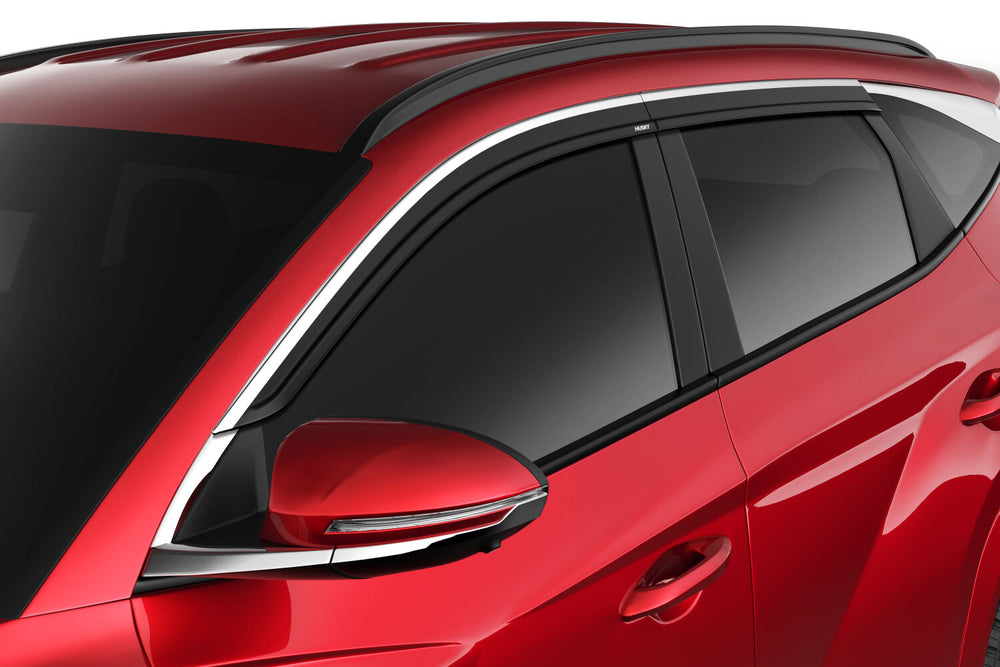 Husky Liners Low Profile Ventvisor Deflector; Smoke with Chrome Trim; Outside Mount; 4 pc. - 2022-2023 Hyundai Tucson - Part 2884068