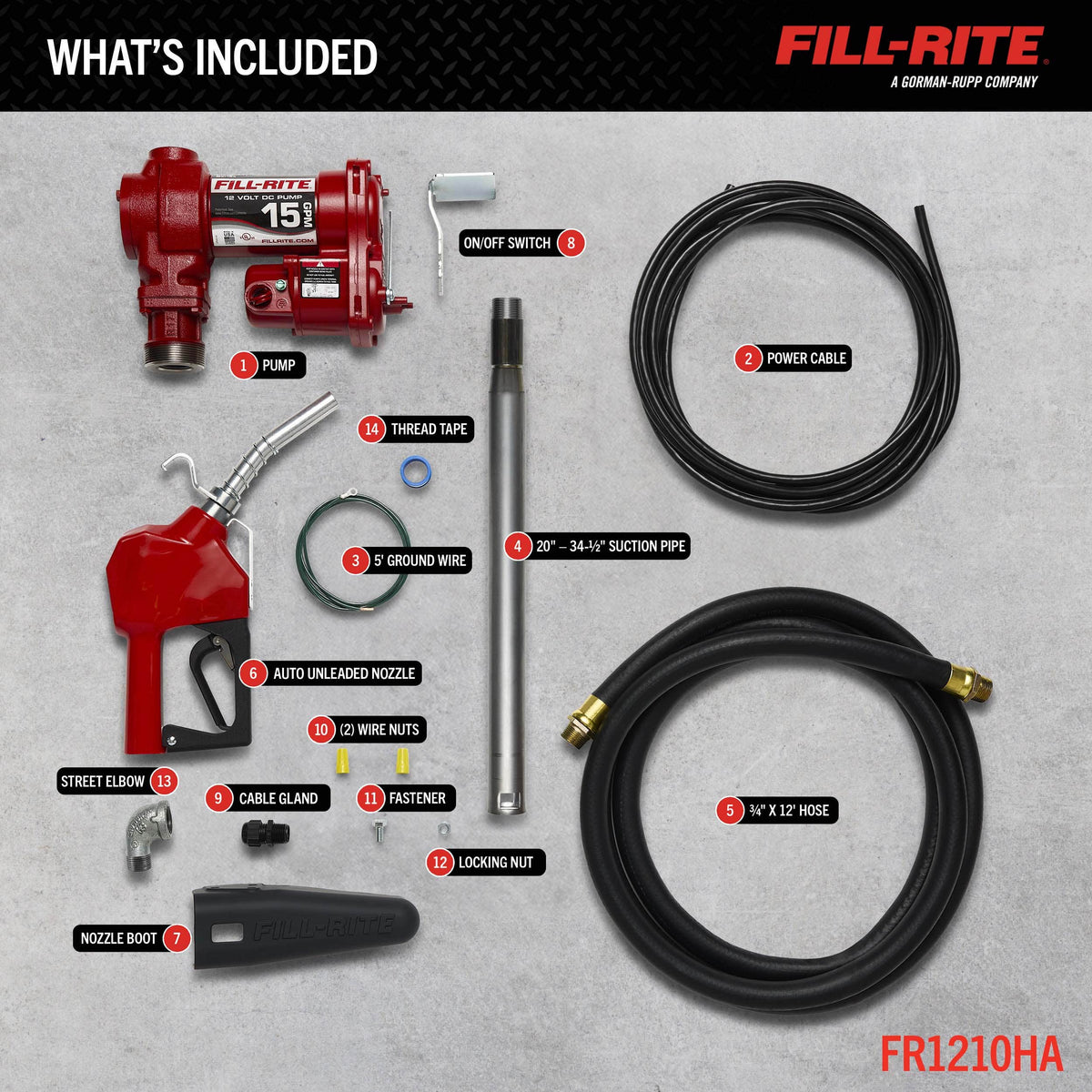Fill-Rite FR1210HA included parts