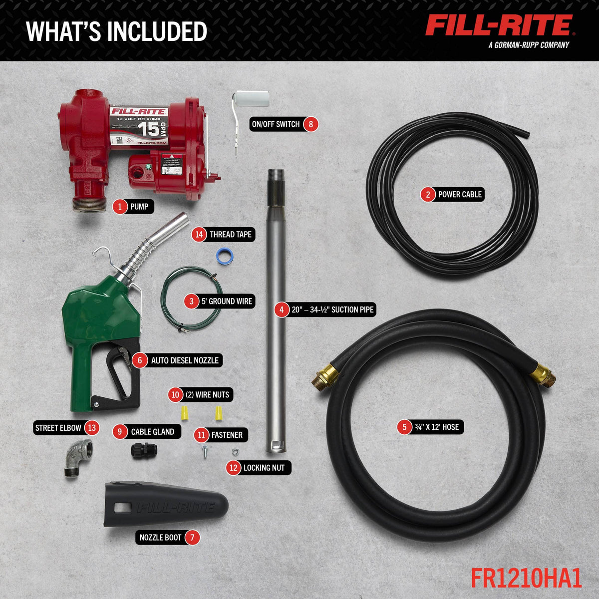 Fill-Rite FR1210HA1 included parts