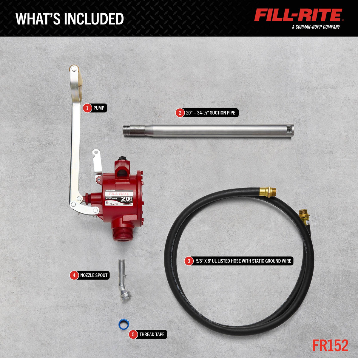 Fill-Rite FR152 included parts