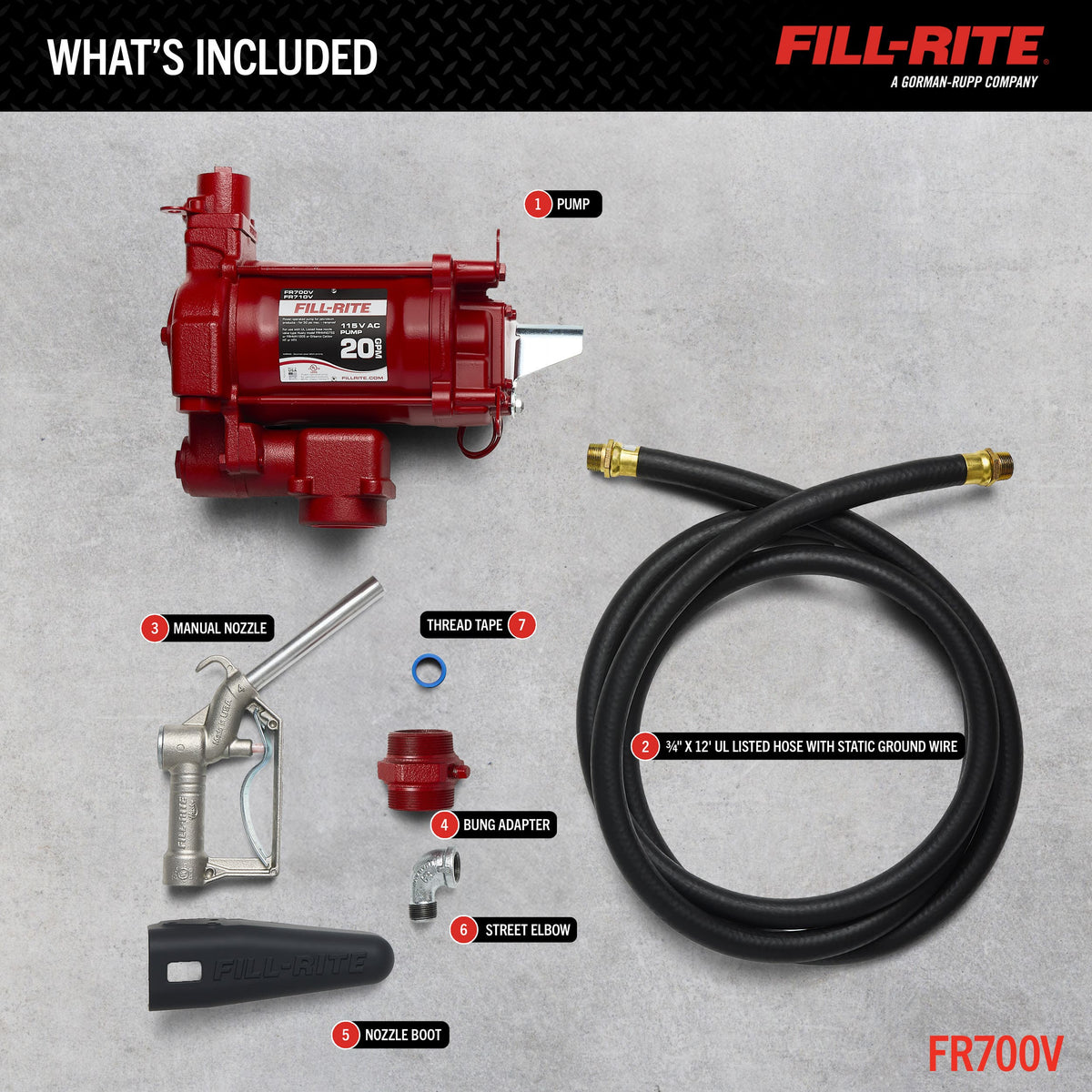 Fill-Rite FR700V included parts