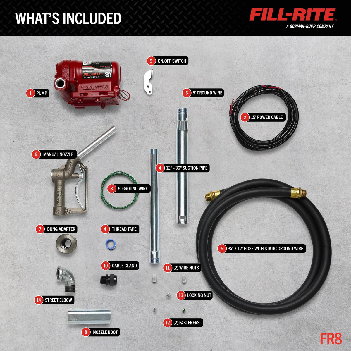 Fill-Rite FR8 included parts