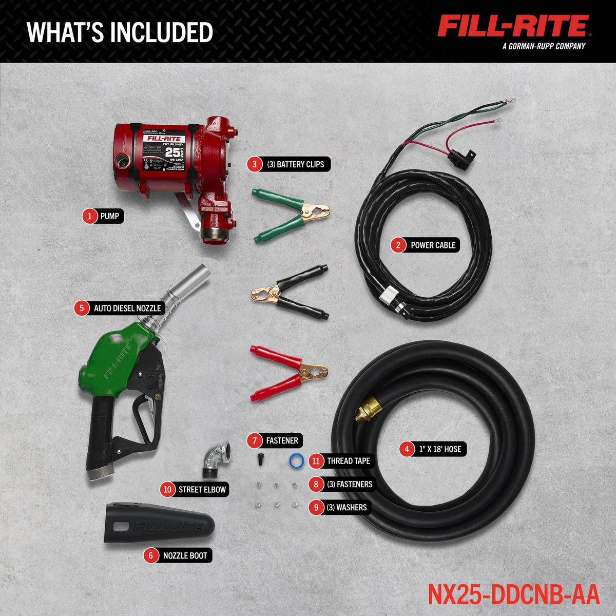 Fill-Rite NX25-DDCNB-AA included parts