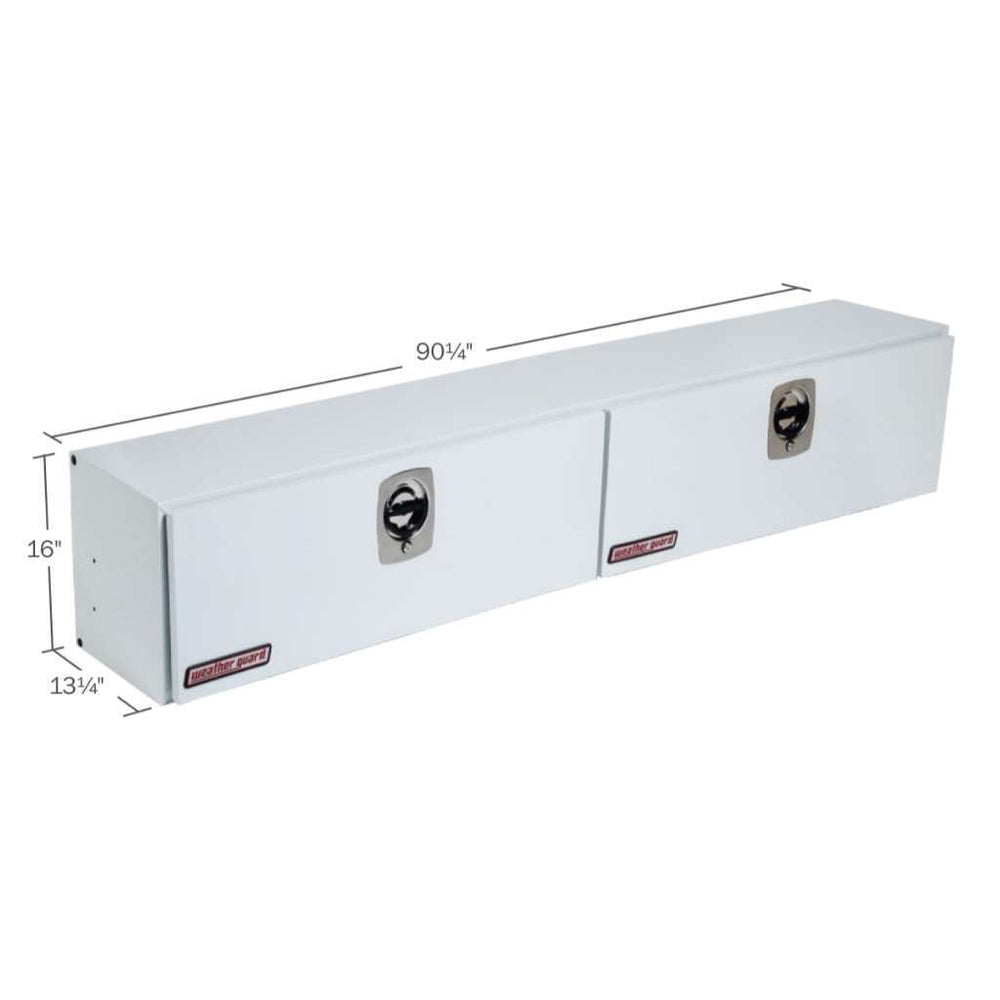 Weather Guard 90 in Steel Top Mount Tool Box, Double Door, White (290-3-02)