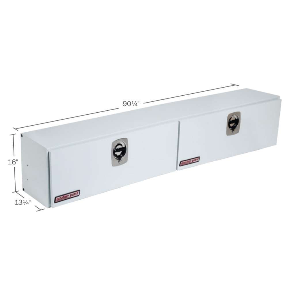 Weather Guard 90 in Steel Top Mount Tool Box, Double Door, White (290-3-02)