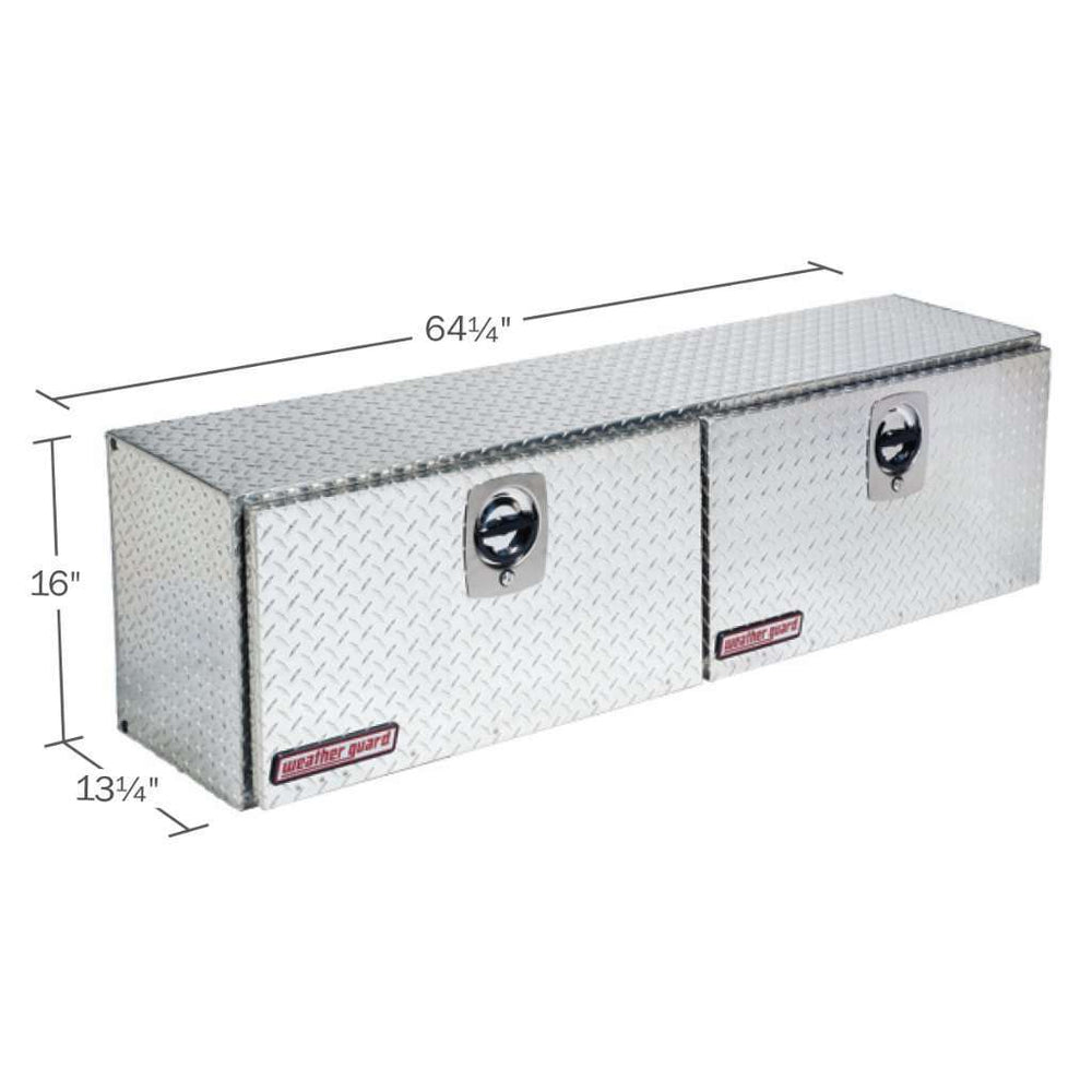 Weather Guard 64 in Aluminum Top Mount Tool Box, Double Door, Bright Aluminum (364-0-02)