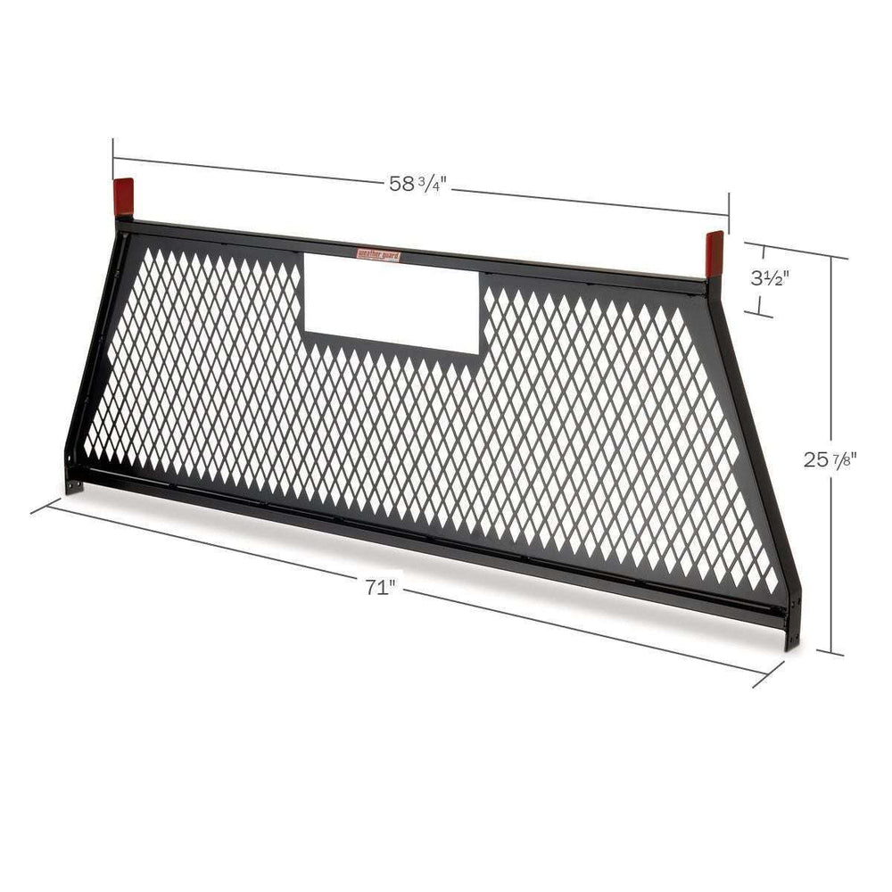 Weather Guard PROTECT-A-RAIL Mesh Screen Cab Protector Headache Rack, Gloss Black Steel (1906-5-02)