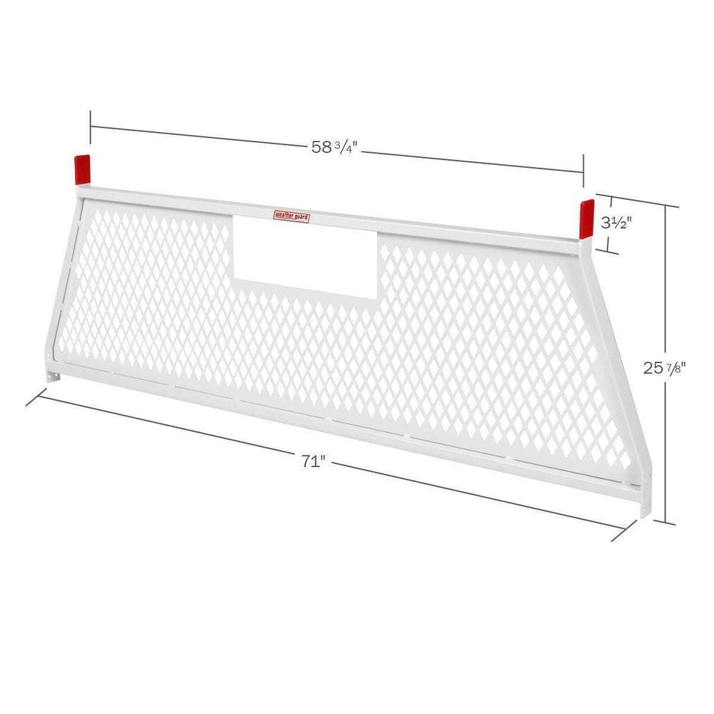 Weather Guard PROTECT-A-RAIL Mesh Screen Cab Protector Headache Rack, White Steel (1906-3-02)
