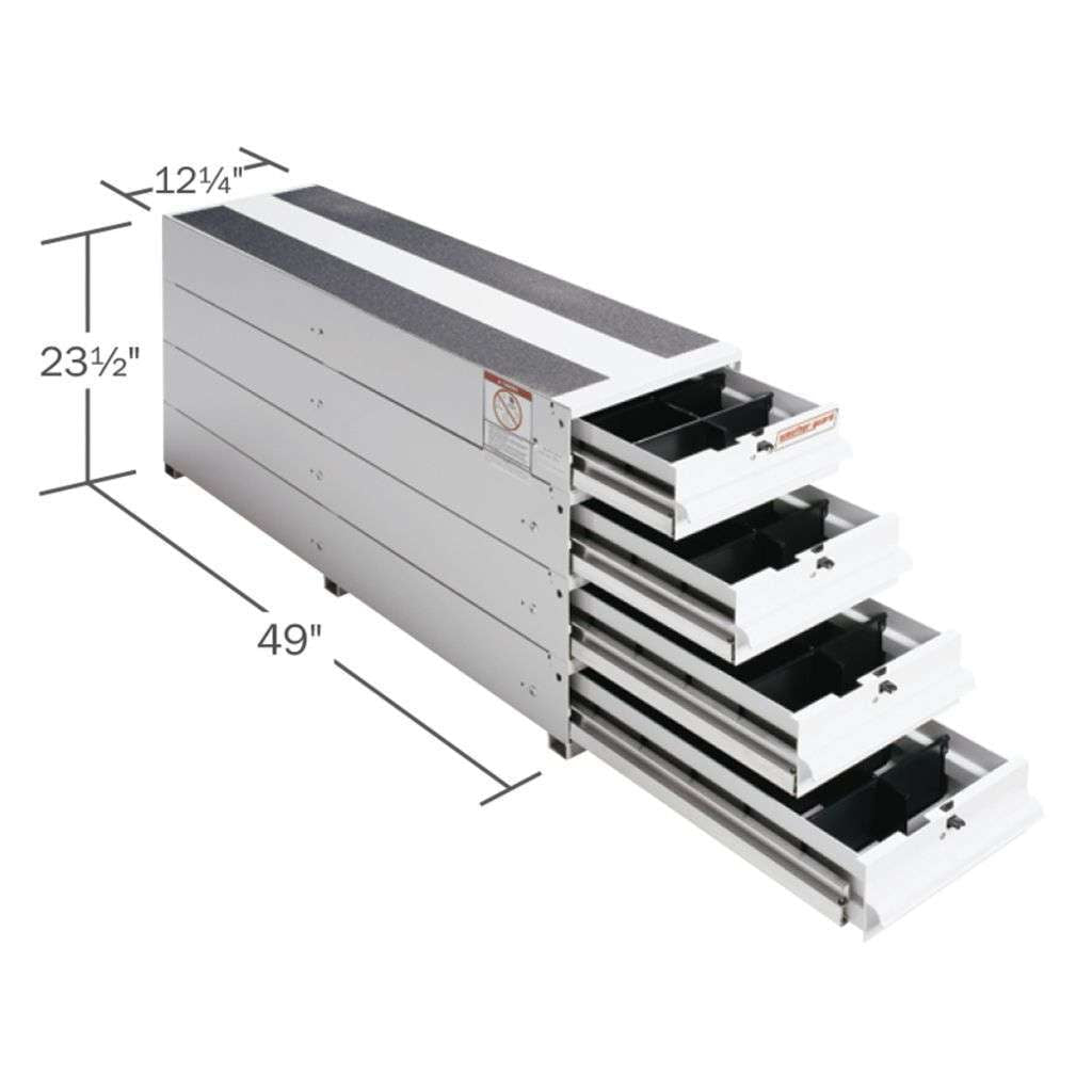 Weather Guard ITEMIZER 4-Drawer Stacked Unit, 49 x 12.25 x 23.5 in, White Aluminum (328-3)